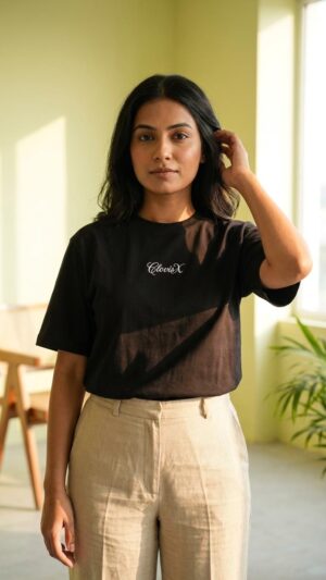 Black Plain – Oversized Cotton T-Shirt