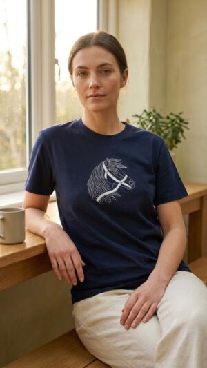 Dark Navy - Embroidered oversized T-shirts