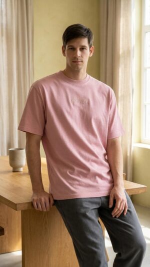 Pink Plain - Oversized Cotton T-Shirt